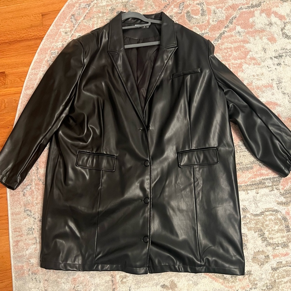 Black Misguided Leather Blazer Dress